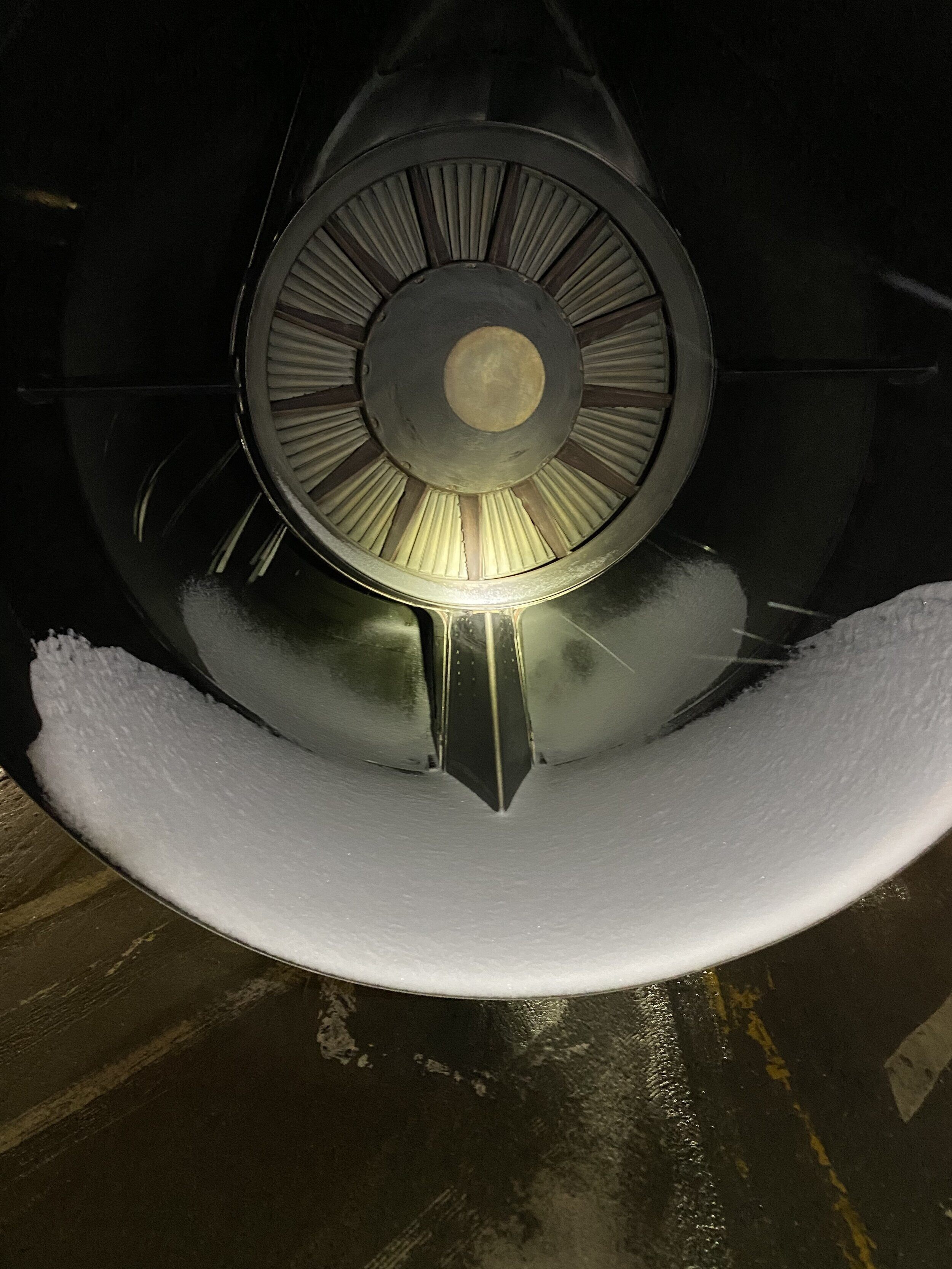 Airbus engine with snow inside.