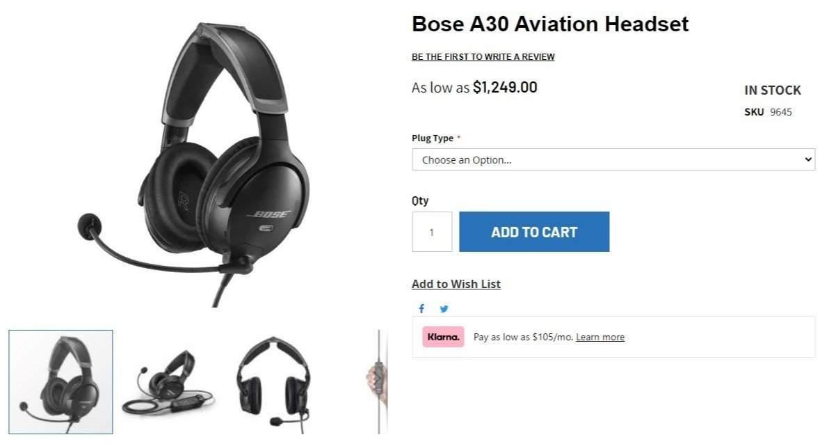 Bose A30 product listing screenshot.