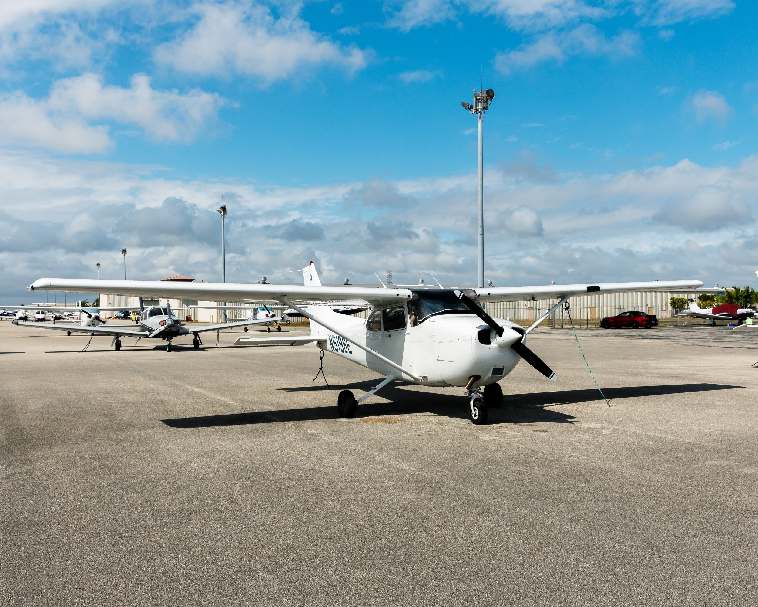 White Cessna 172 on the ramp at Miami Executive Airport