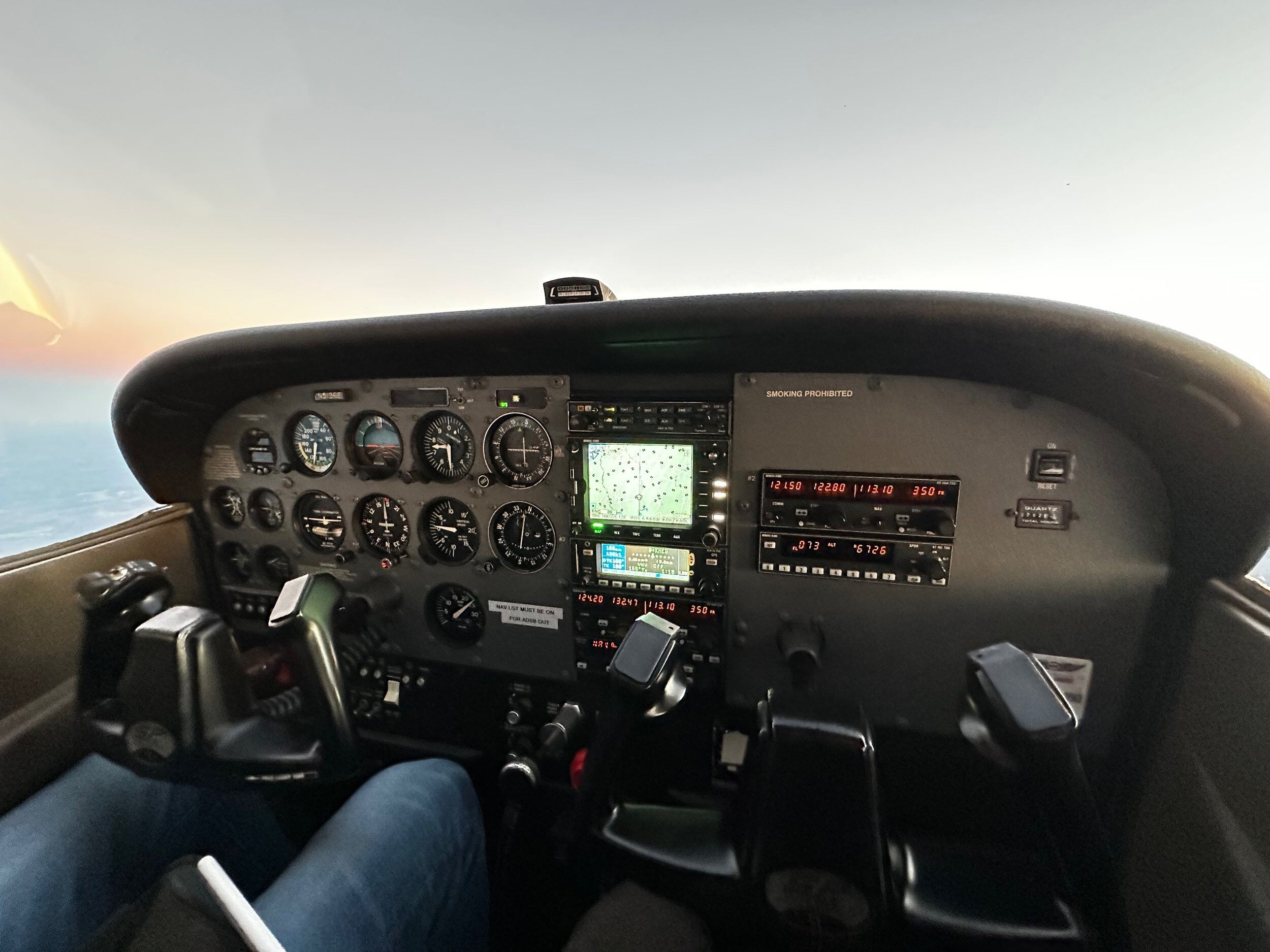 Wide shot of Cessna 172 panel.