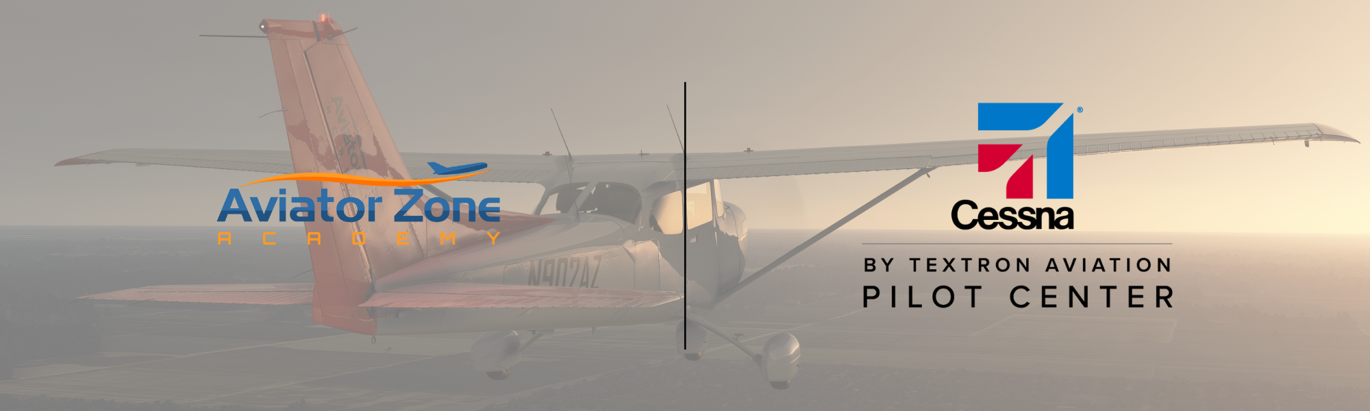Hero image with Cessna 172, Aviator Zone and Cessna Pilot Center Logos