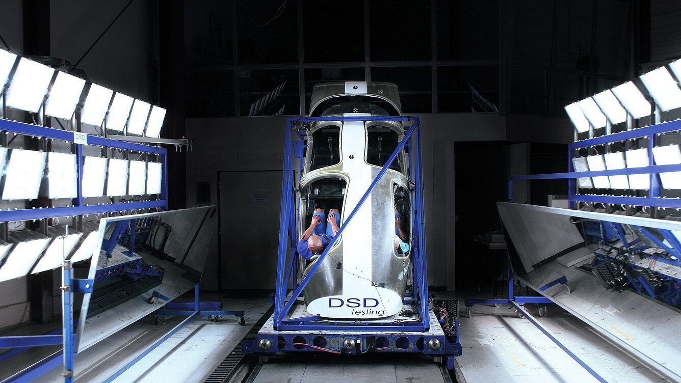 Image of a diamond aircraft crash testing.