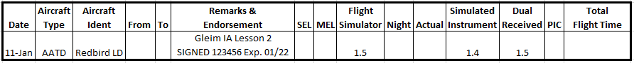 Image of a logbook entry.