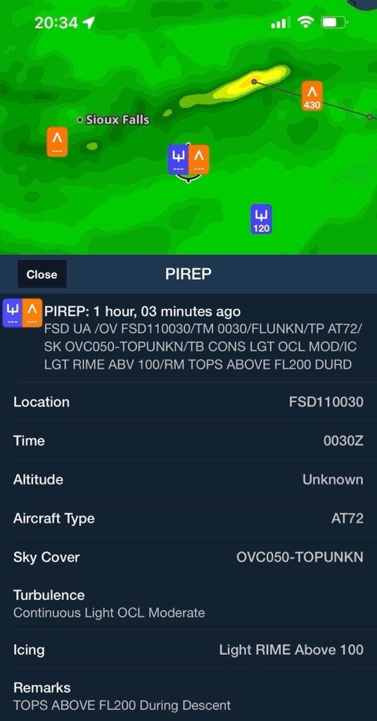 Pirep or Pilot Report on iPhone