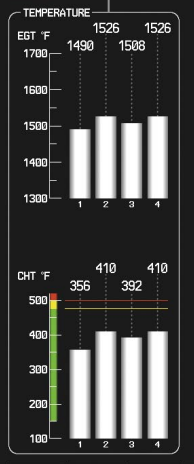 Photo of an EGT and CHT gauge