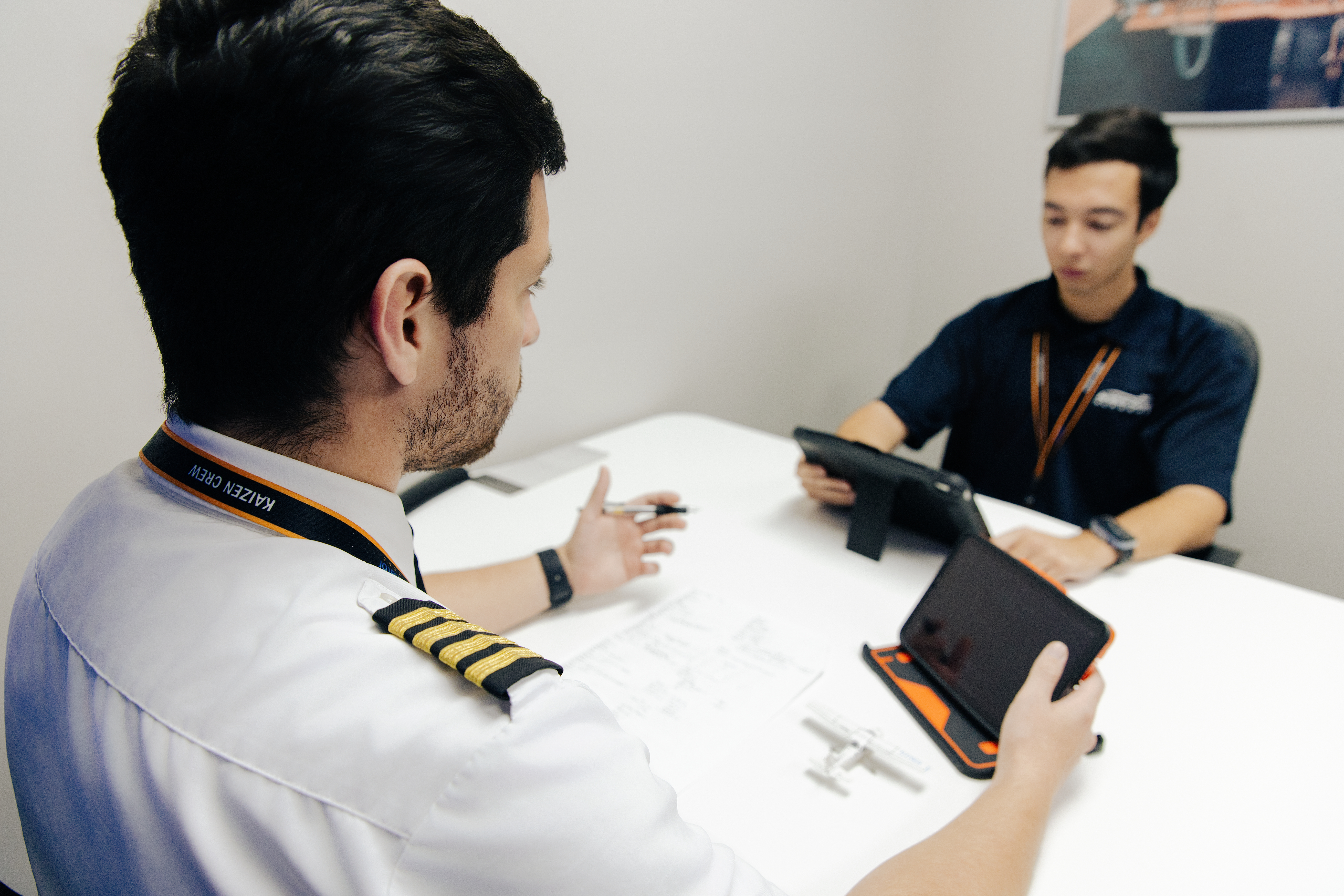 Student practicing with instructor. 